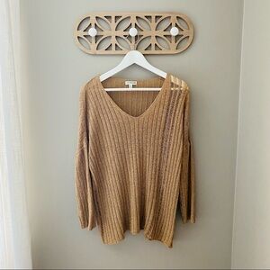 EARTHBOUND V-Neck Sweater Tan Sz Small